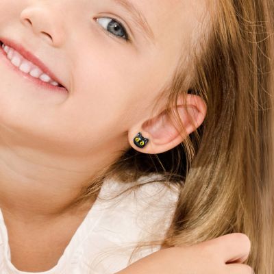 Black Cat Stud Earrings