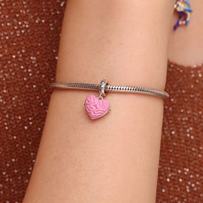 Pink Heart-shape Brain Pendant