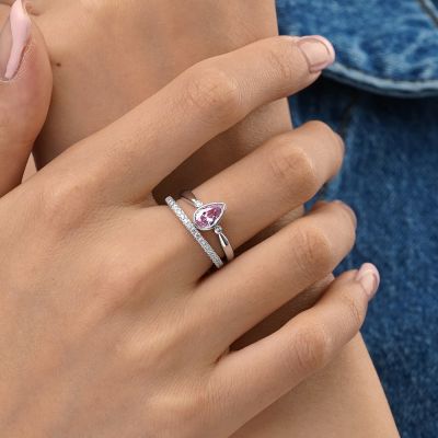 Pink CZ Stackable Ring Set
