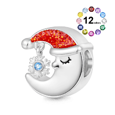 Christmas Moon Snowflake Charm