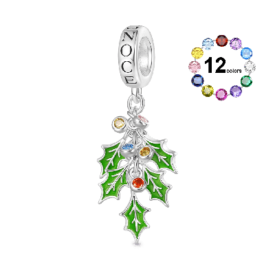 Christmas Green Holly Berries Pendant