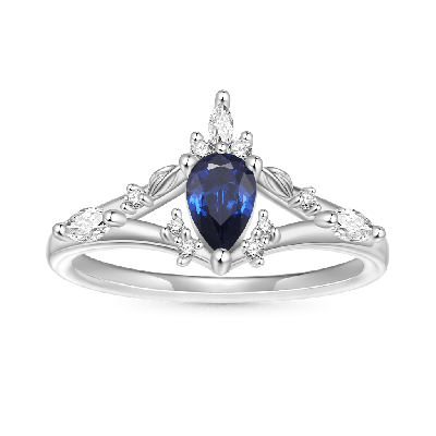 Sapphire Twist Leaf Ring