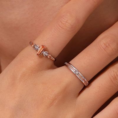 Citrine with Channeled Pave Couple Rings