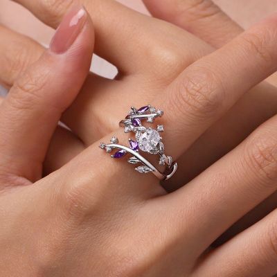 Vine Wrap Oval White CZ Stackable Rings