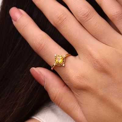 Yellow Cut Solitaire Rings