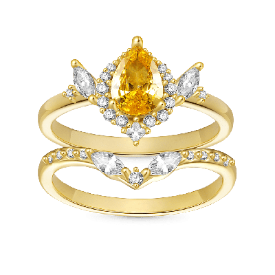 Pear-Cut Yellow Stackable Ring