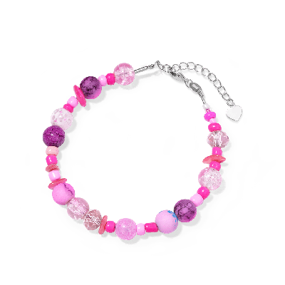 Pink Cracked Beaded Bracelet