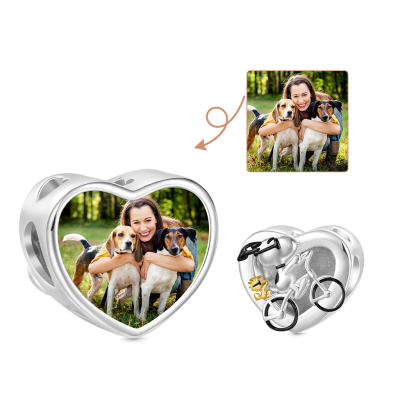 Snoopy Riding Bike Photo Charm