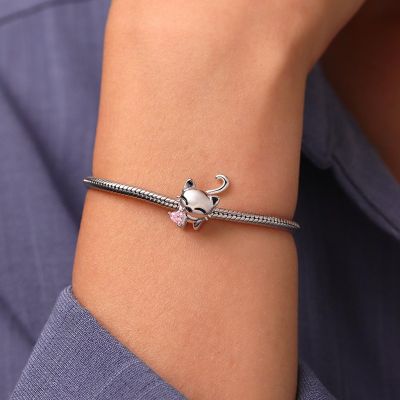 White Cat Heart Tail Charm