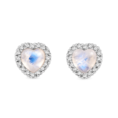 Moonstone Heart Stud Earrings