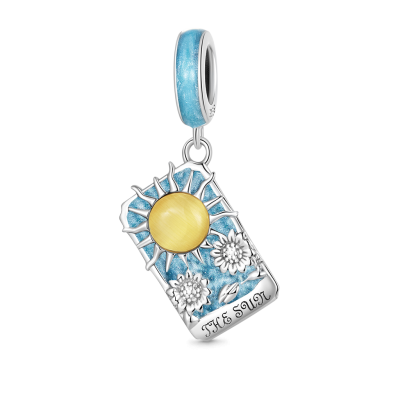 Blue Tarot Card Sun Pendant