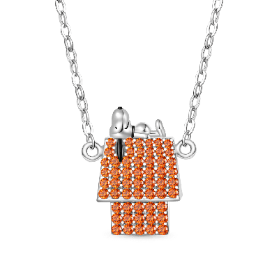 Lying Snoopy Doghouse Diamond Necklace