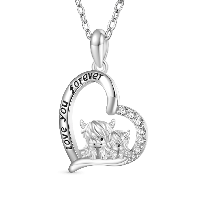 Highland Cow Heart Necklace