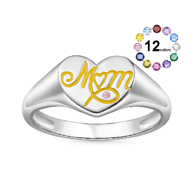 Mother's Day Heart Signet Ring