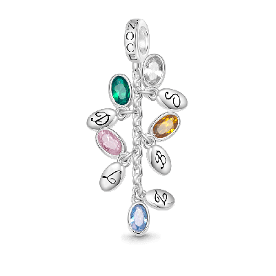 Birthstone Engravable Leaves Pendant