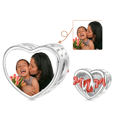 Mother's Day Heart Photo Charm