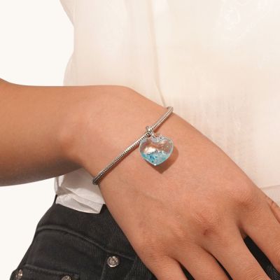 Blue Glitter Heart Pendant