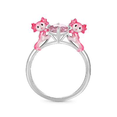 Axolotl Hug Pink Diamond Ring