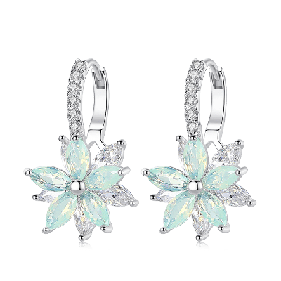 Crystal Flower Dangle Earrings