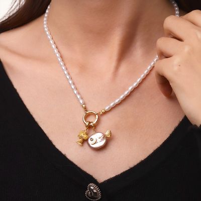 Pearl Ocean Clasp Chain Necklace