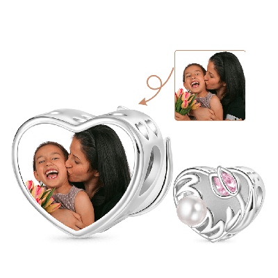 Mother’s Day Pearl Tulip Photo Charm