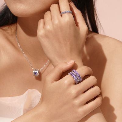 Amethyst Oval-cut Band Ring