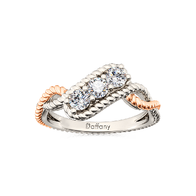 Three Stone Twisted Infinity Ring