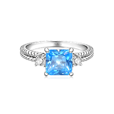 Pricess Cut Three-stone Engagement Ring