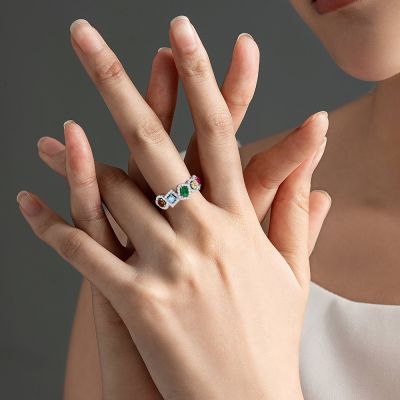 Mixed Shape Halo Twisted Rope Ring