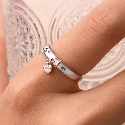 Collar Paw Print Band Ring