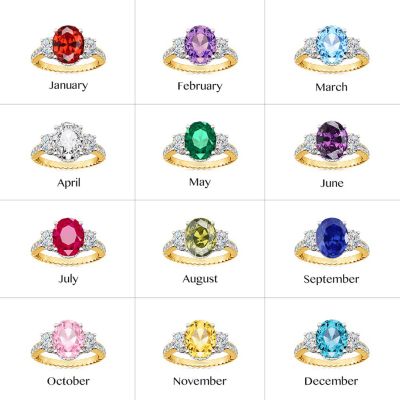 Oval Three-stone Birthstone Ring