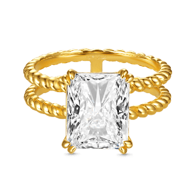 Radiant-cut Soliatire Split Shank Ring