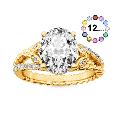Diamond Oval-cut Vintage Split Shank Ring