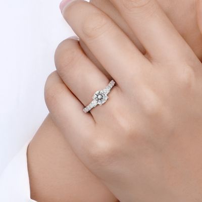 Round Gemstone Trellis Engagement Ring