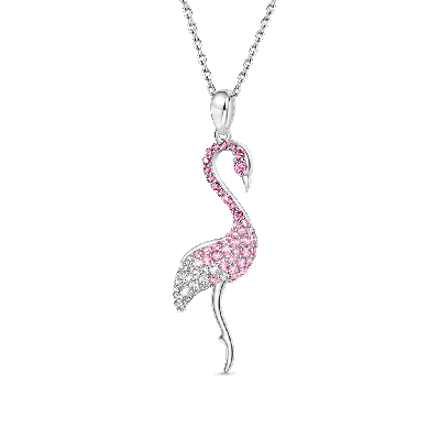 Gradient Pink Flamingo Pave Necklace