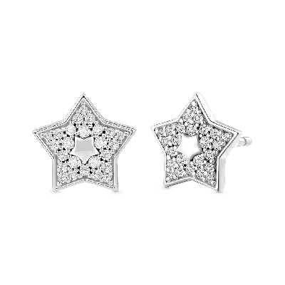 White Topaz Pave Star Stud Earrings