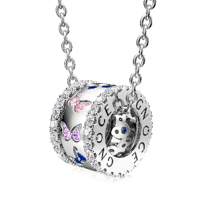 Lovely Butterflies Drum Necklace