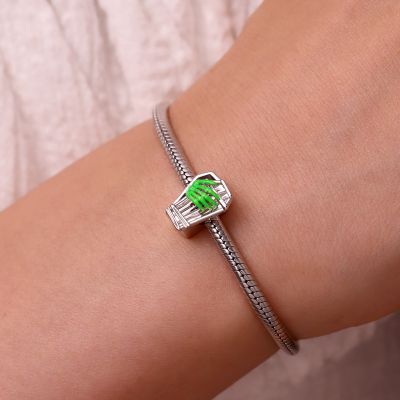 Coffin Green Skeleton Hand Charm