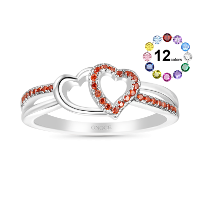 Two Hearts CZ Band Ring