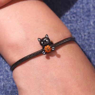 Black Cat Embrace Basketball Charm