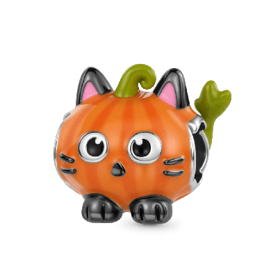 Pumpkin Black Cat Charm
