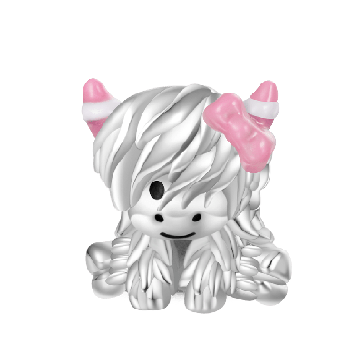 Pink Bow Highland Cow Charm