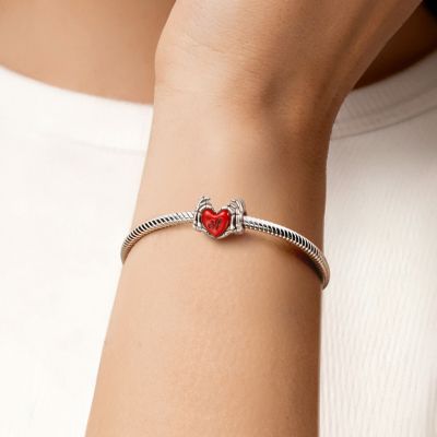 Skull Hand Heart Letter Charm