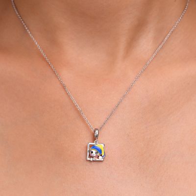 Oil Painting Girl Pendant