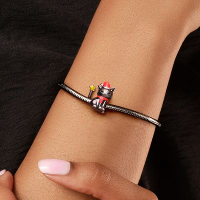 Christmas Black Cat Charm