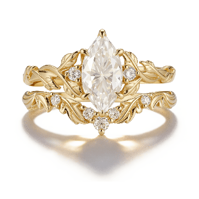 Vine Leaf Marquise-Cut Ring