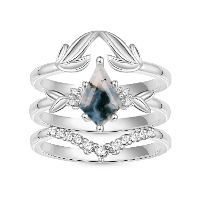 Agate Leaf Stackable Ring