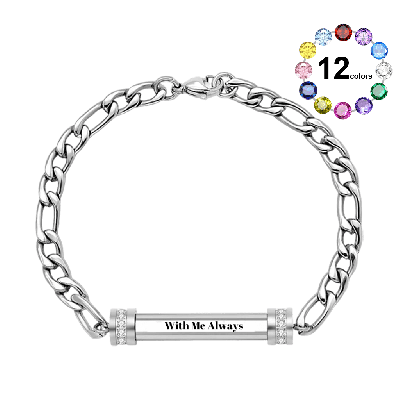Engraved Figaro Chain Bracelet