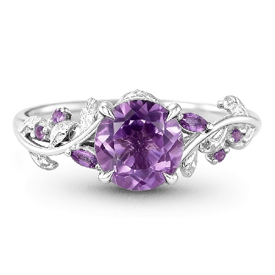 Round-cut Amethyst Promise Ring