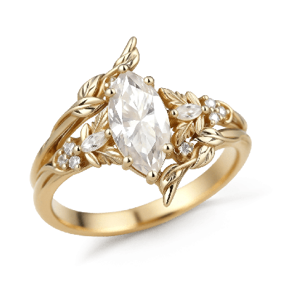 Leaf & Vine Engagement Ring Set